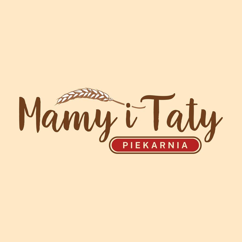 Logo Piekarni Mamy i Taty — pszeniczny kłos i wstążka Piekarnia