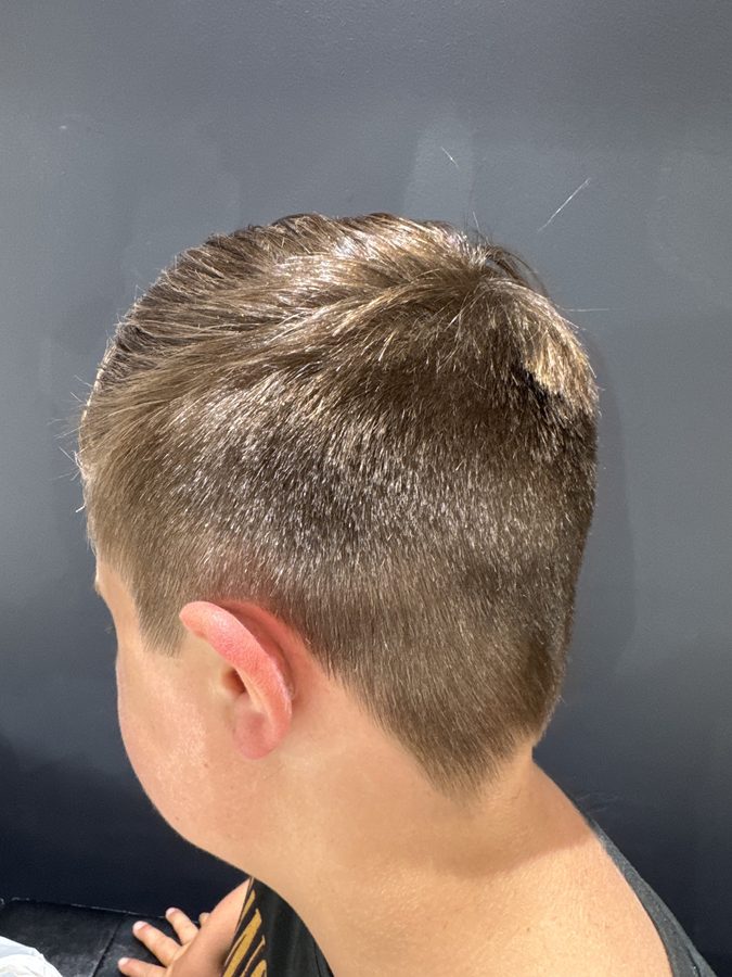 A finished tapered fade haircut at Vip Barber Orange