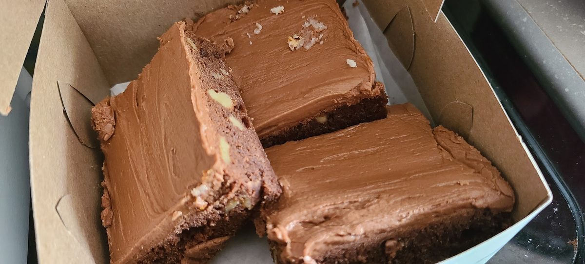 Chocolate-frosted squares from Nanna's Bakery