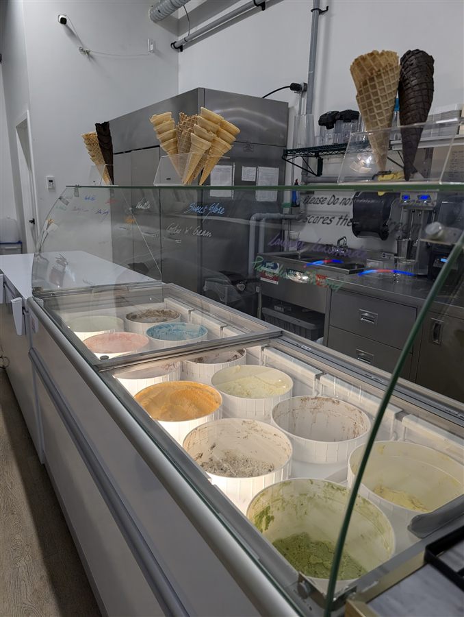 Ice-cream and gelato display case inside The Chill Desire