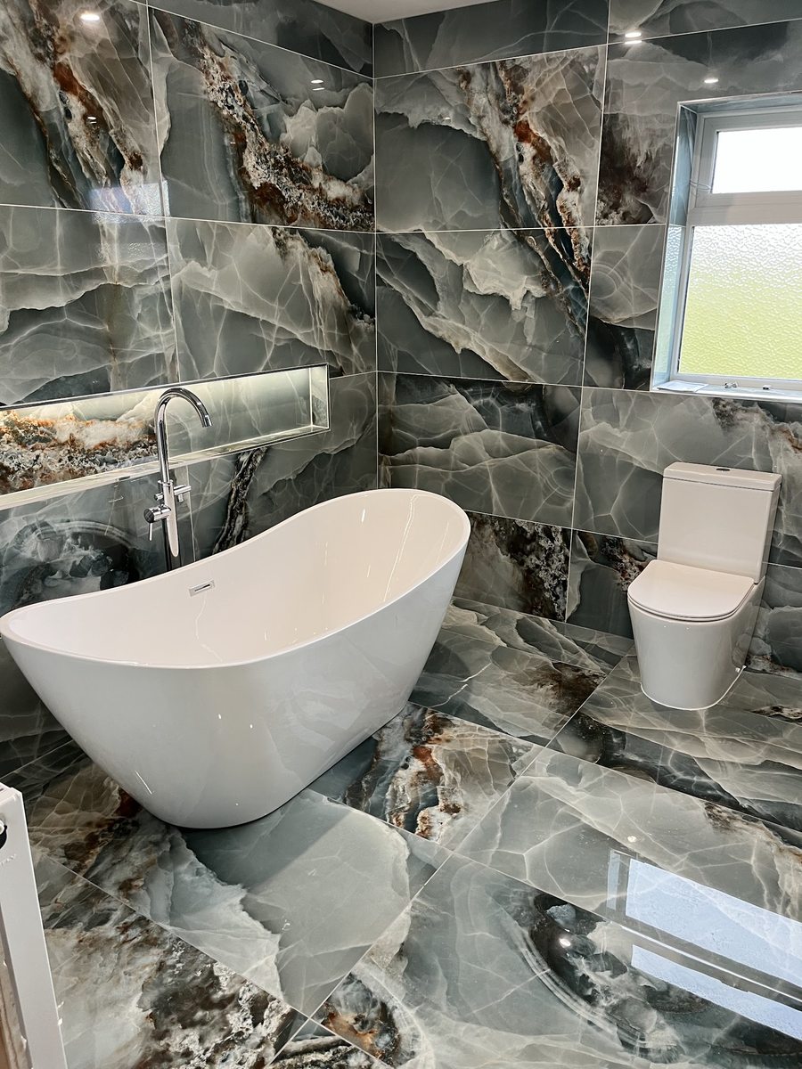 Completed bathroom installation by D L Plumbing
