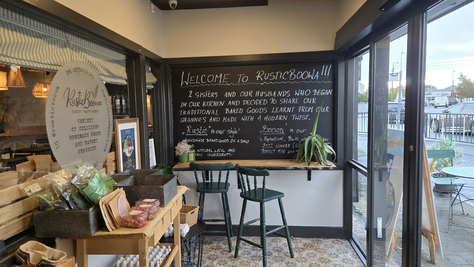 The café seating area by the window