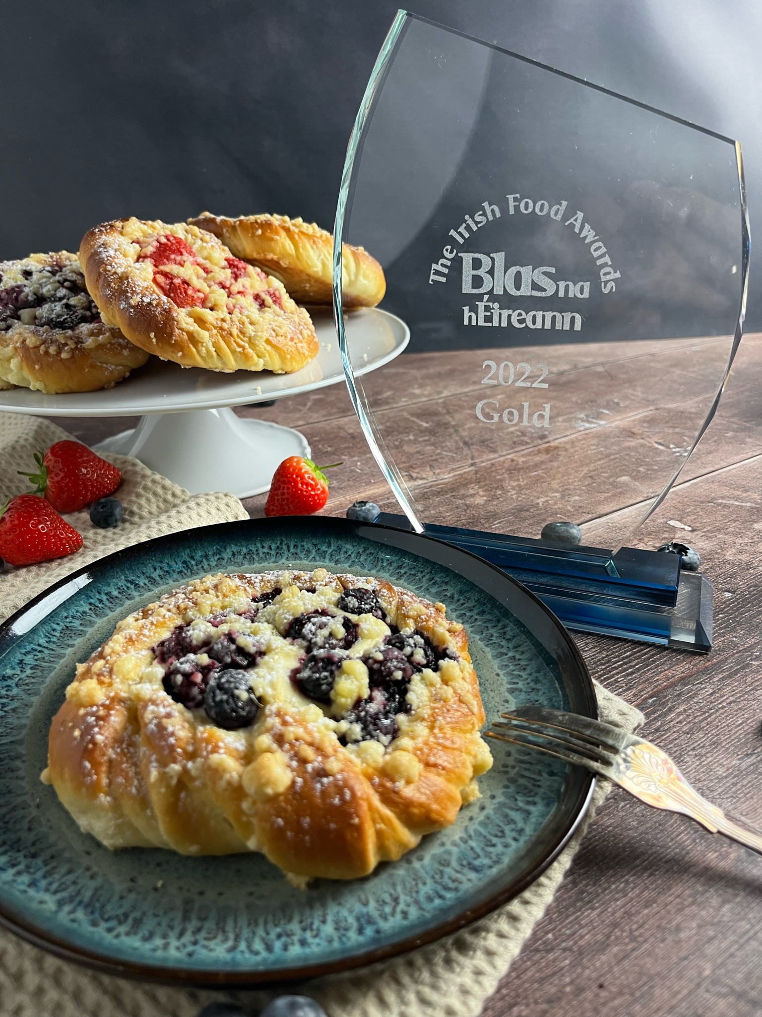 A fruit pastry served on a plate at Rustic Boowa