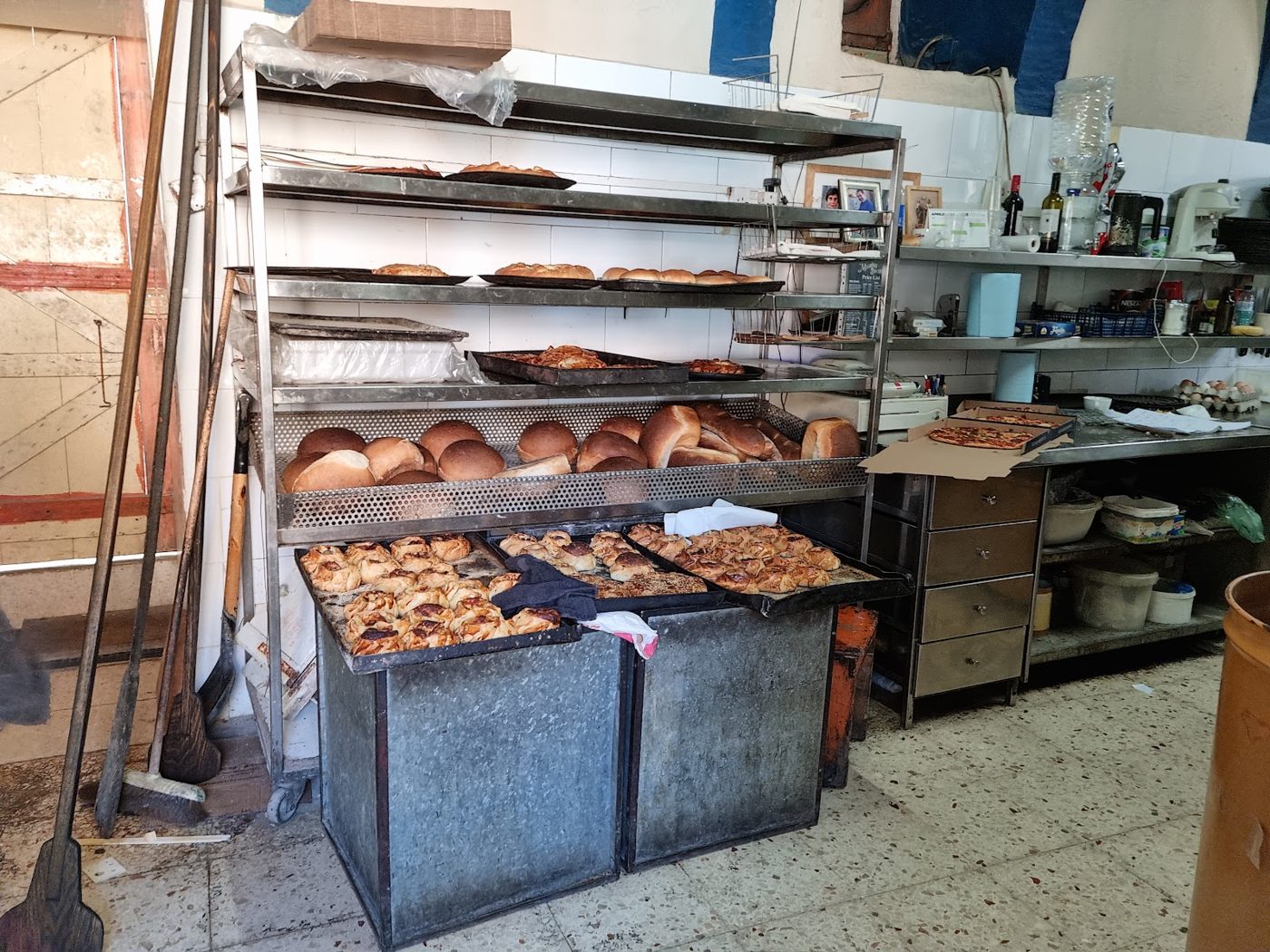 Trays of baked goods in the bakery