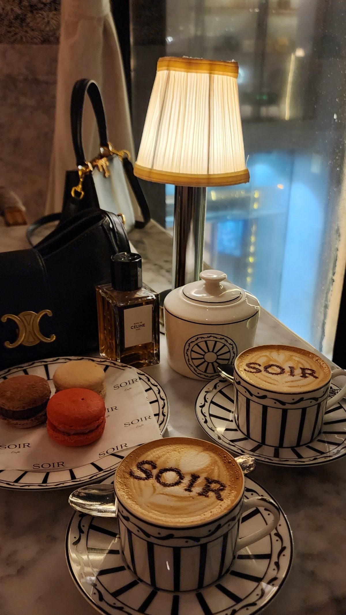 A drink on a marble table