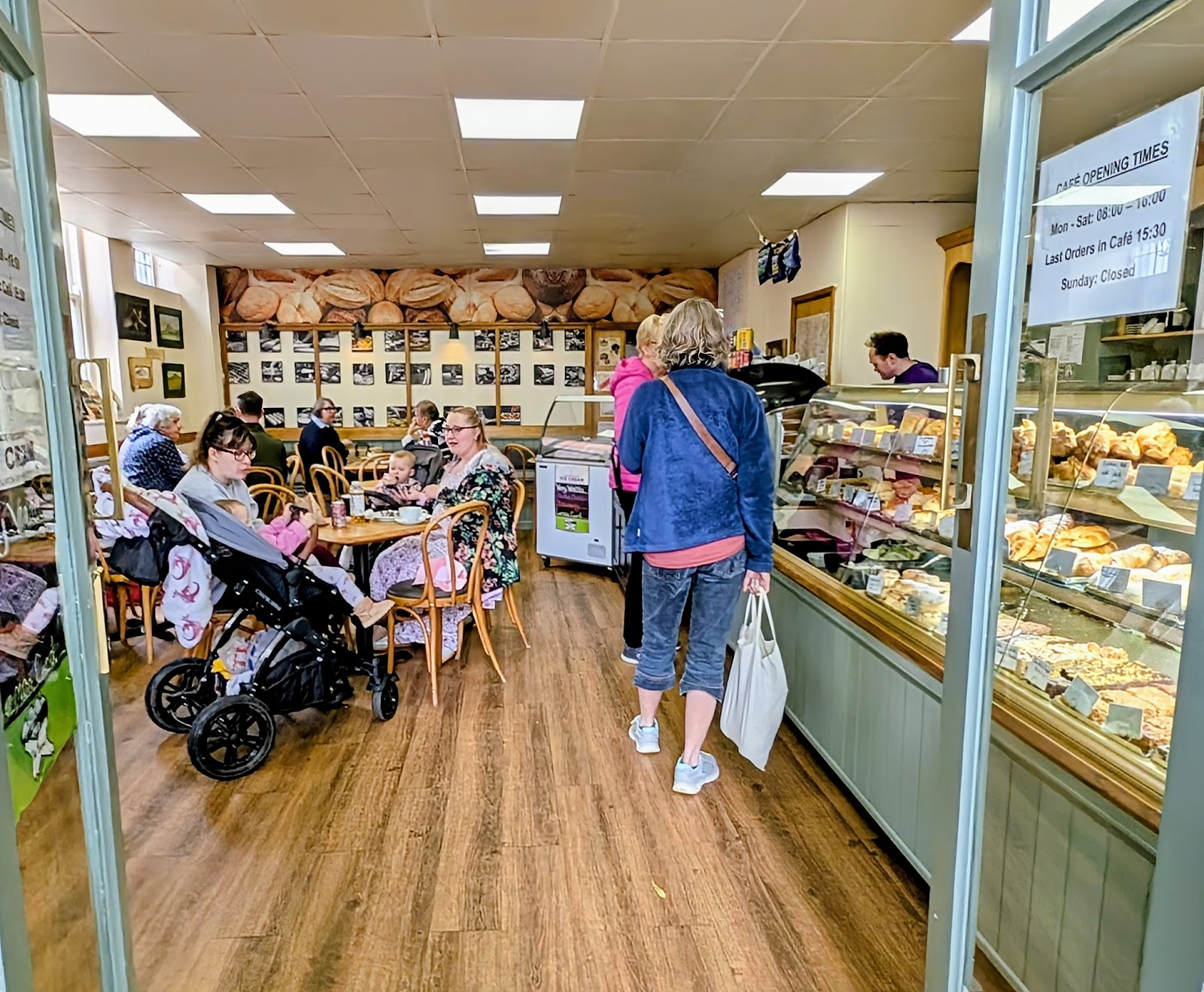 Inside Mr Bun The Baker, looking toward the counter and bread shelves