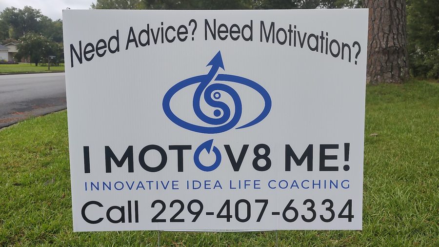 Printed yard sign produced by Graphic X-Pressions