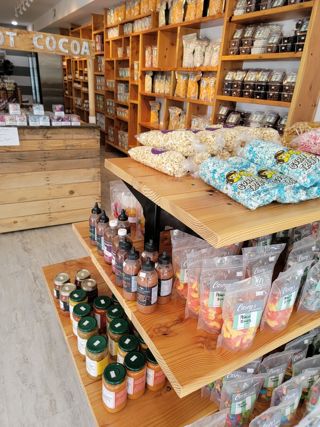 Shelves of treats and gifts at Casey's Creamery