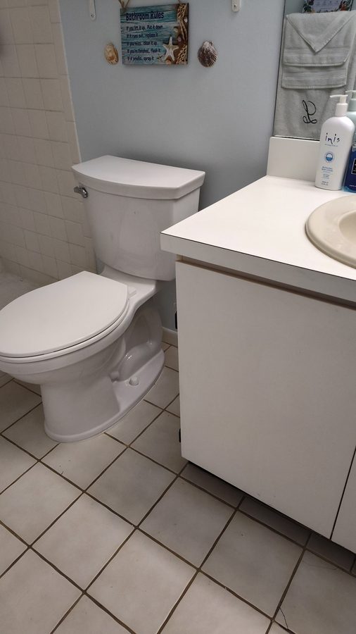 Clean, reassembled residential bathroom after service