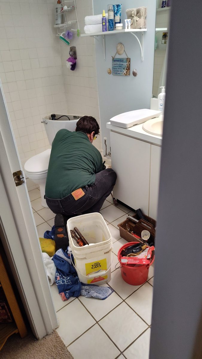Palm Harbor Plumbing at work on a residential bathroom installation